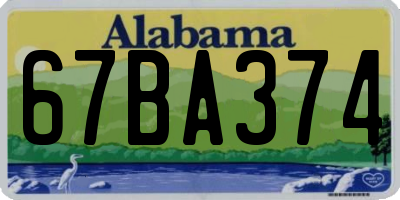 AL license plate 67BA374