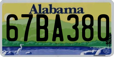 AL license plate 67BA380