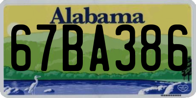 AL license plate 67BA386