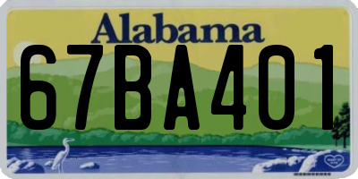 AL license plate 67BA401