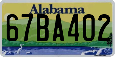 AL license plate 67BA402