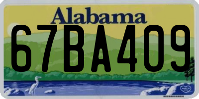 AL license plate 67BA409