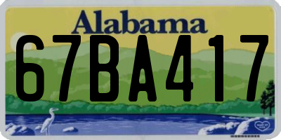 AL license plate 67BA417