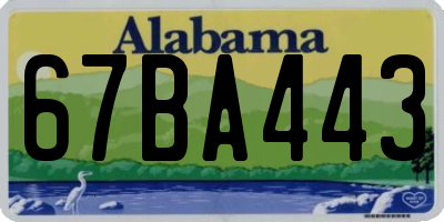 AL license plate 67BA443