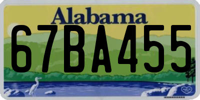 AL license plate 67BA455