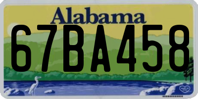 AL license plate 67BA458