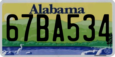 AL license plate 67BA534