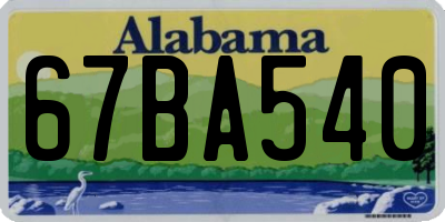 AL license plate 67BA540
