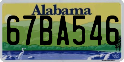 AL license plate 67BA546