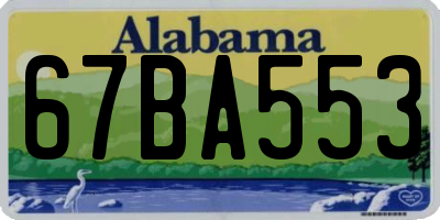 AL license plate 67BA553