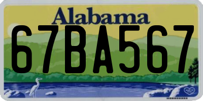 AL license plate 67BA567