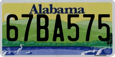 AL license plate 67BA575