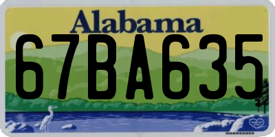 AL license plate 67BA635