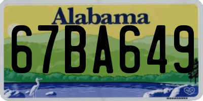 AL license plate 67BA649