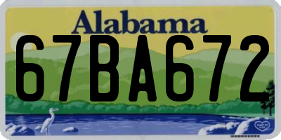 AL license plate 67BA672