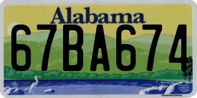 AL license plate 67BA674