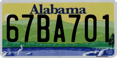 AL license plate 67BA701