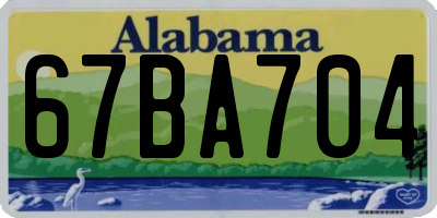 AL license plate 67BA704