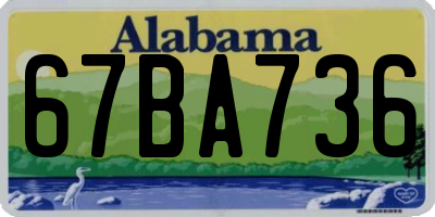 AL license plate 67BA736