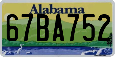 AL license plate 67BA752