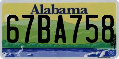 AL license plate 67BA758