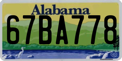 AL license plate 67BA778