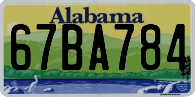 AL license plate 67BA784