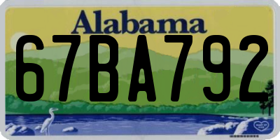 AL license plate 67BA792