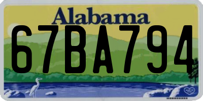 AL license plate 67BA794