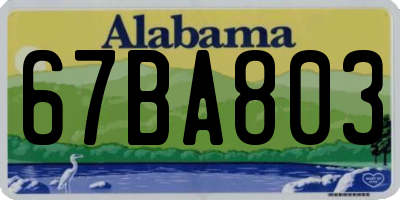 AL license plate 67BA803