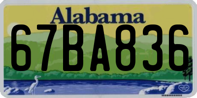 AL license plate 67BA836