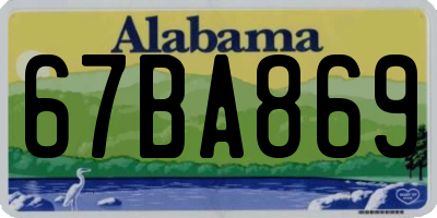 AL license plate 67BA869