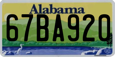 AL license plate 67BA920