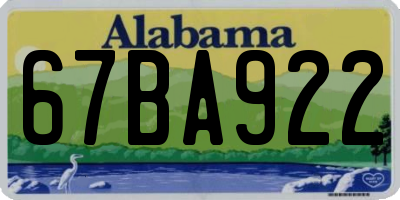AL license plate 67BA922