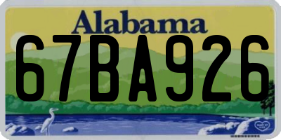 AL license plate 67BA926