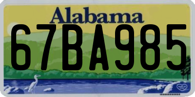 AL license plate 67BA985
