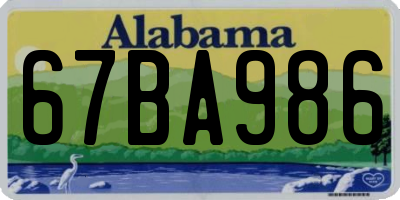 AL license plate 67BA986