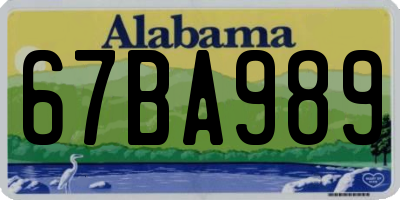 AL license plate 67BA989