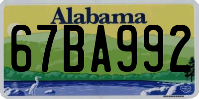 AL license plate 67BA992