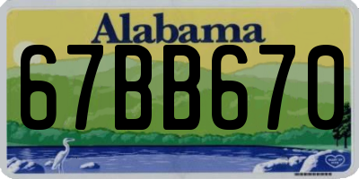 AL license plate 67BB670