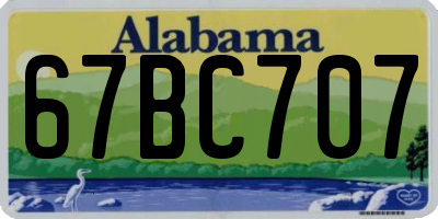 AL license plate 67BC707