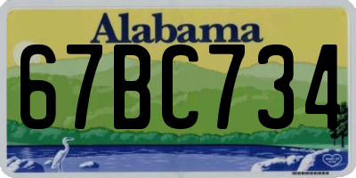AL license plate 67BC734