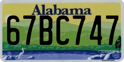AL license plate 67BC747