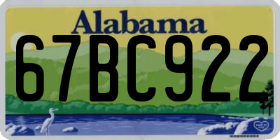 AL license plate 67BC922