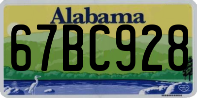AL license plate 67BC928