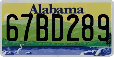 AL license plate 67BD289