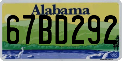 AL license plate 67BD292