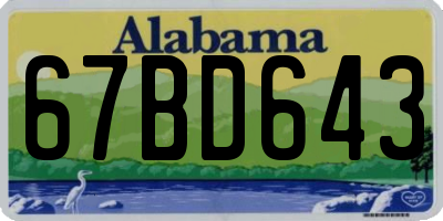 AL license plate 67BD643