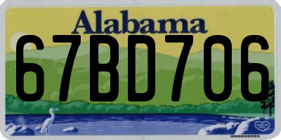 AL license plate 67BD706