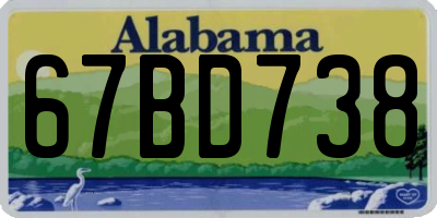 AL license plate 67BD738